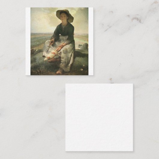ジーン・フランソワ・ミレー – 若い羊飼いの娘 スクエア名刺 (正面/裏面)