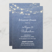 ジーン、レース&ストリングライトリハーサルディナー 招待状 (正面/裏面)