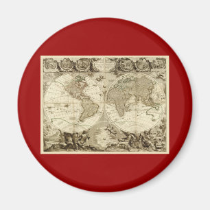 ジーンBaptiste Nolin著1708年の世界地図 マグネット