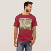 ジーンBaptiste Nolin著1708年の世界地図 Tシャツ (正面フル)