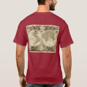 ジーンBaptiste Nolin著1708年の世界地図 Tシャツ (裏面)