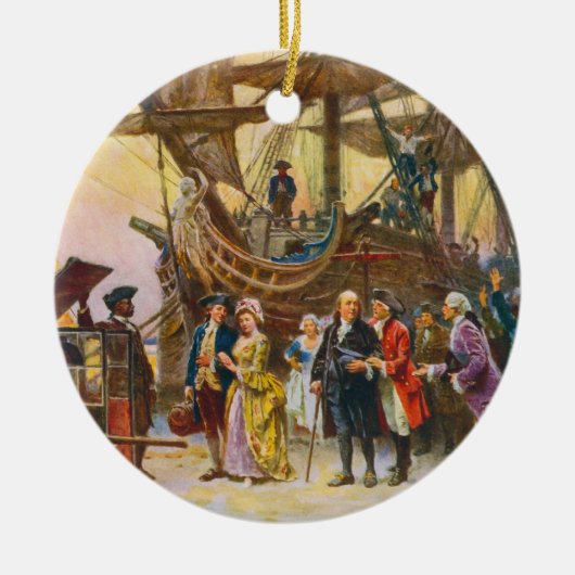 ジーンFerris著フィラデルヒィアへのフランクリンのリターン セラミックオーナメント (正面)