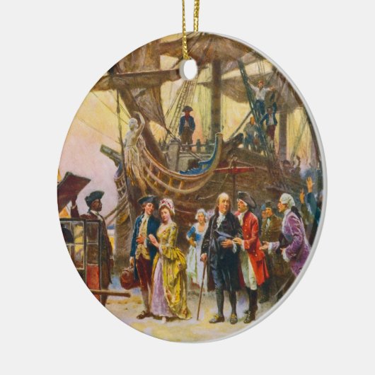 ジーンFerris著フィラデルヒィアへのフランクリンのリターン セラミックオーナメント (左)