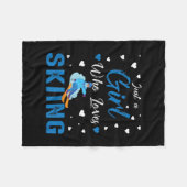 スおもしろいキーでウィンタースポーツの贈り物を愛する少女 フリースブランケット (正面(横))