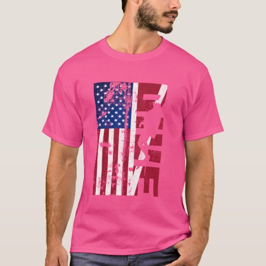 スおもしろい動揺してキューバダイビング国旗USA国旗ダイバー Tシャツ (正面)