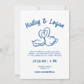 スお洒落ワ図解入りの、写真付きのン手描きおもしろい結婚ズ 招待状 (正面)