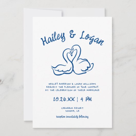 スお洒落ワ図解入りの、写真付きのン手描きおもしろい結婚ズ 招待状 (正面)