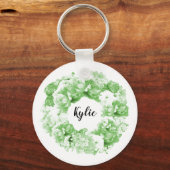 スぺアミントグリーンの花輪のブライズメイドキーチェーン キーホルダー (正面)