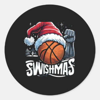 スィッシュマスメリー醜いクリスマスバスケットボールクリスマス ラウンドシール