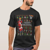 スィッシュマスメリー醜いクリスマスバスケットボールクリスマス Tシャツ (正面)