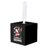 スィッシュマメリースクリスマスサンタズ遊バスケットボール キューブオーナメント (正面アングル)