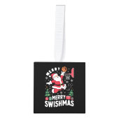 スィッシュマメリースクリスマスサンタズ遊バスケットボール キューブオーナメント (正面)