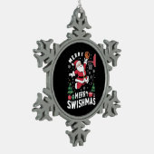 スィッシュマメリースクリスマスサンタズ遊バスケットボール スノーフレークピューターオーナメント (左)