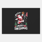 スィッシュマメリースクリスマスサンタズ遊バスケットボール ラッピングペーパーシート (正面)