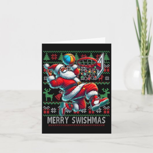 スィッシュマメリースクリスマスバスケットボール醜い若者Swe カード (正面)