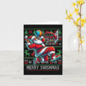 スィッシュマメリースクリスマスバスケットボール醜い若者Swe カード (黄色い花)