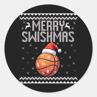 スィッシュマメリースクリスマスバスケットボール醜い若者Swe ラウンドシール