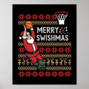 スィッシュマメリースバスケットボール醜いクリスマスクリスマス男性 ポスター