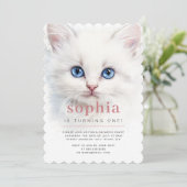 スィートホワイトキャット誕生日パーティーへの招待 招待状 (スタンド正面)