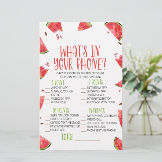 スイカあなたの電話の赤ちゃんシャワーゲームに何がある 便箋 (スタンド正面)