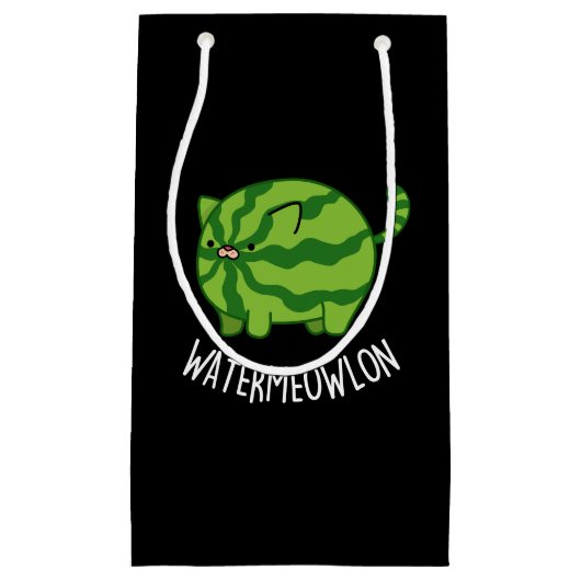 スイカおもしろいネコPUNダークBG スモールペーパーバッグ (正面)