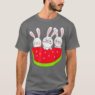 スイカおもしろいバニーサマーフルーツスイカ値リスト Tシャツ