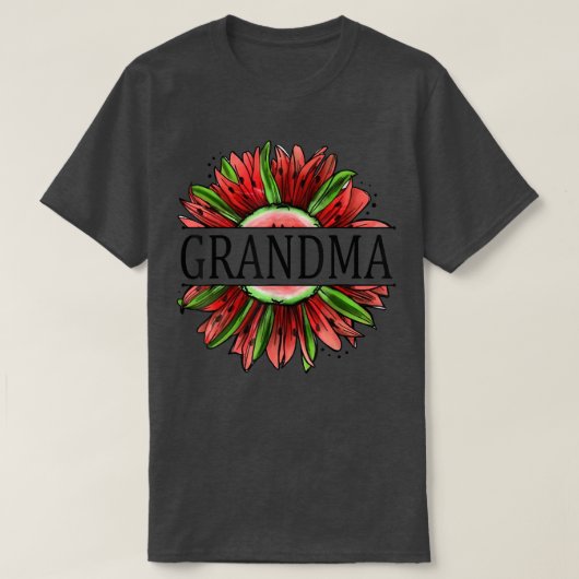 スイカおもしろいヒマワリおばあちゃん国家用語 Tシャツ (デザイン正面)