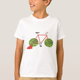 スイカおもしろいホイール付き自転車 Tシャツ