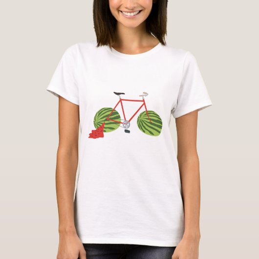 スイカおもしろいホイール付き自転車 Tシャツ (正面)