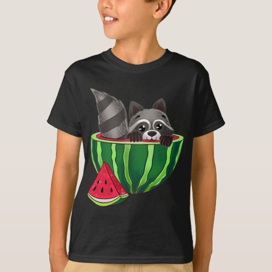 スイカおもしろいラバーイラストラの中のルーン Tシャツ (正面)