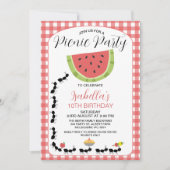 スイカおもしろいンアンズピクニック誕生日招待状 招待状 (正面)