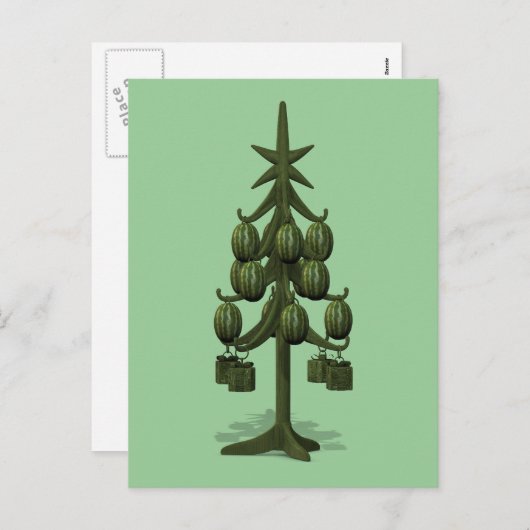 スイカおもしろいンクリスマスツリー シーズンポストカード (正面/裏面)