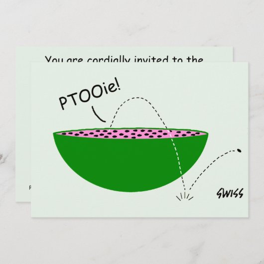 スイカおもしろいーマンファミリー懇親会テンプレート 招待状 (正面/裏面)