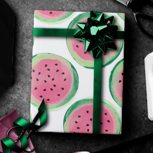スイカおもしろい |夏のフルーツ水のカラートリート ラッピングペーパー