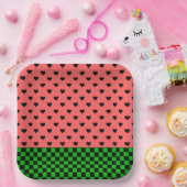 スイカお洒落カラーパターン（の模様が）ある ペーパープレート (パーティー)