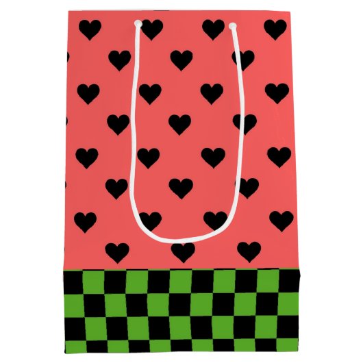 スイカお洒落カラーパターン（の模様が）ある ミディアムペーパーバッグ (裏面)