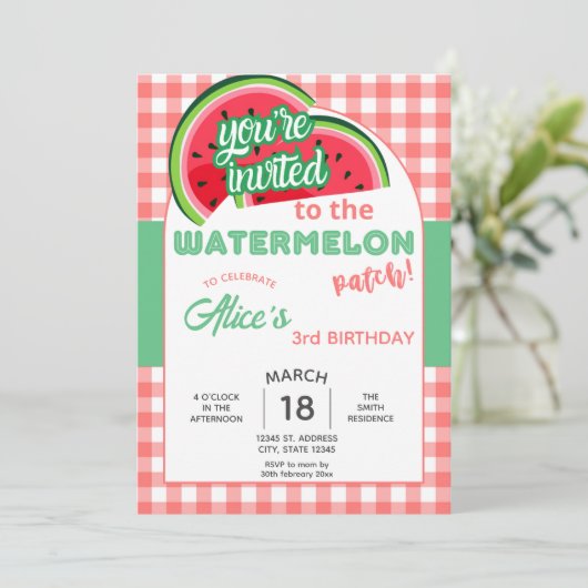 スイカお祝い誕生日 招待状 (スタンド正面)
