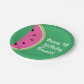 スイカかわいいカラフル1歳の誕生日プレート ペーパープレート (アングル)