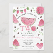 スイカかわいいスイカの女の子2歳の誕生日 招待状 (正面)