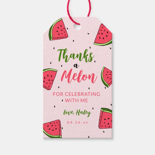 スイカかわいいワンinメロン第1ベビー誕生日 ギフトタグ (正面)