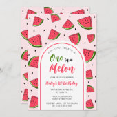 スイカかわいいワンinメロン第1ベビー誕生日 招待状 (正面/裏面)