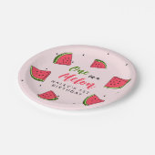 スイカかわいいワンinメロン第1ベビー誕生日P ペーパープレート (アングル)