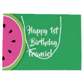 スイカかわいい1歳の誕生日抱き枕 ラージペーパーバッグ (裏面)