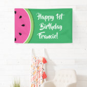 スイカかわいい1st誕生日パーティーバナーデコール 横断幕 (インサイチュ)