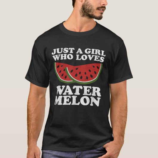 スイカが大好きな女の子がレトロ切り Tシャツ (正面)