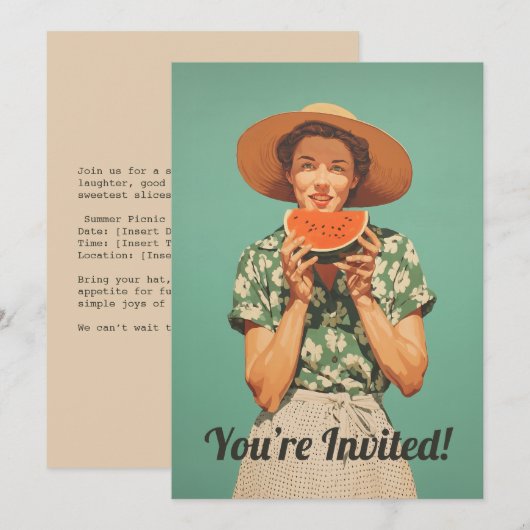 スイカで夏の喜び 招待状 (正面/裏面)