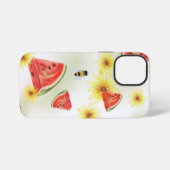 スイカとひまわりとミツバチの夏の気分 iPhoneケース (裏面横)