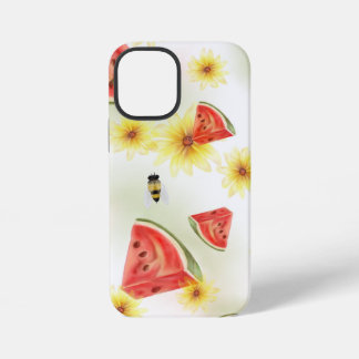 スイカとひまわりとミツバチの夏の気分 iPhone 12 MINIケース