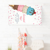 スイカとアイスクリームのモダンなウェディングシャワーのお知らせ 横断幕 (インサイチュ)