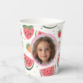スイカとイチゴの写真と名前紙 紙コップ (裏面)